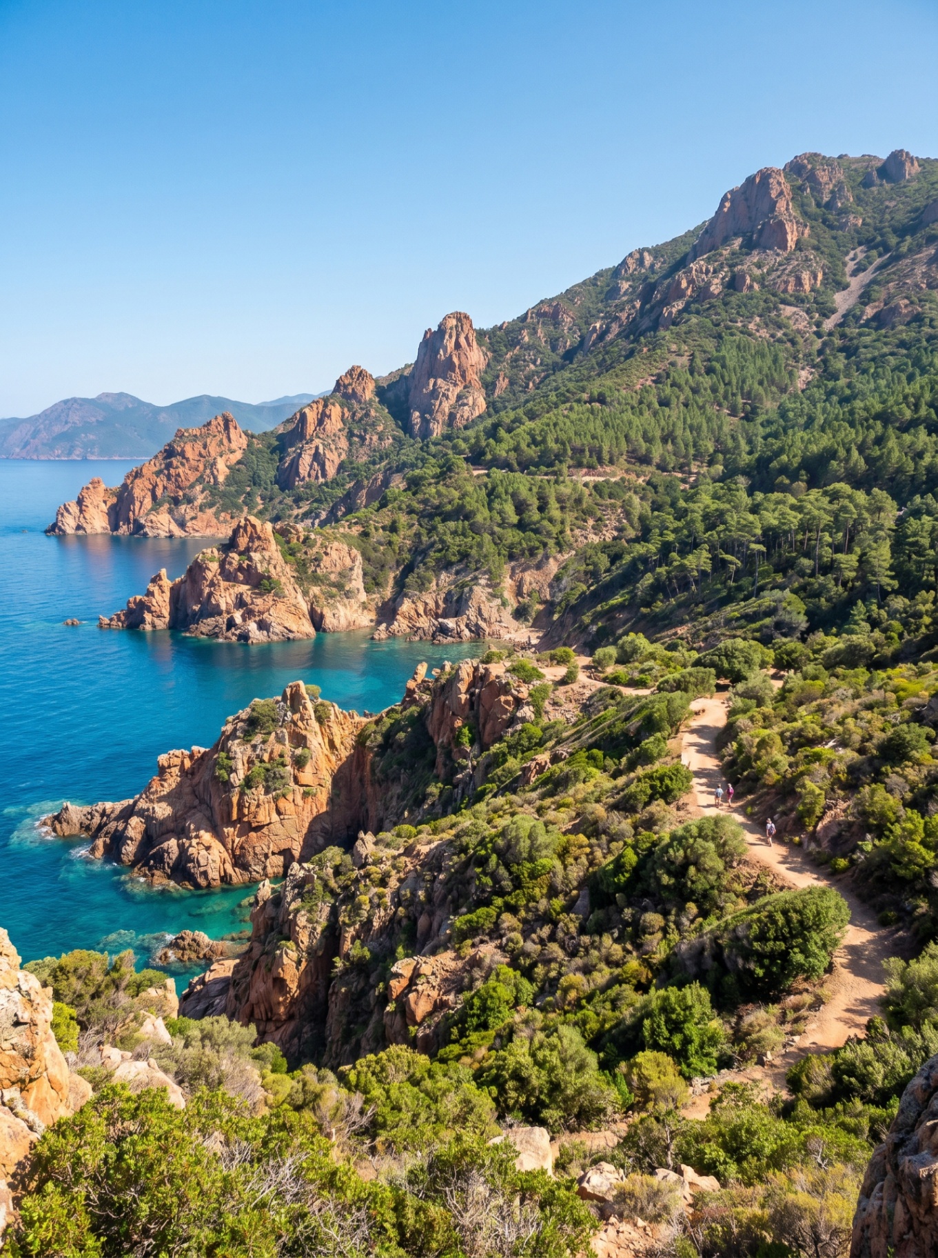 De kust van Corsica met helderblauw water